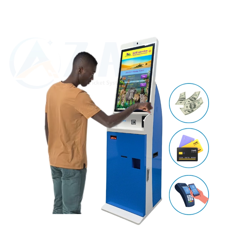Cash Accepting Ticketing Kiosk for Self-Service Park Entry and On-Site Ticket Sales