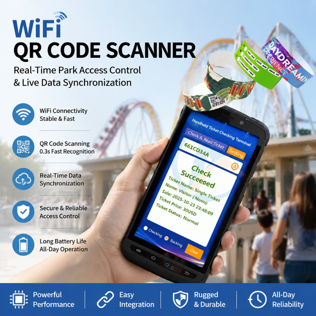 WiFi QR code scanner for amusement park entry control